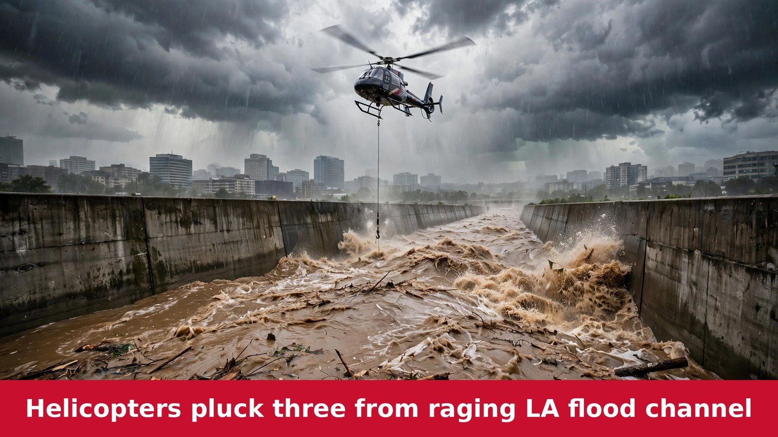 Helicopter Rescues Pluck Three From Raging Floodwaters in Los Angeles — All Expected to Survive