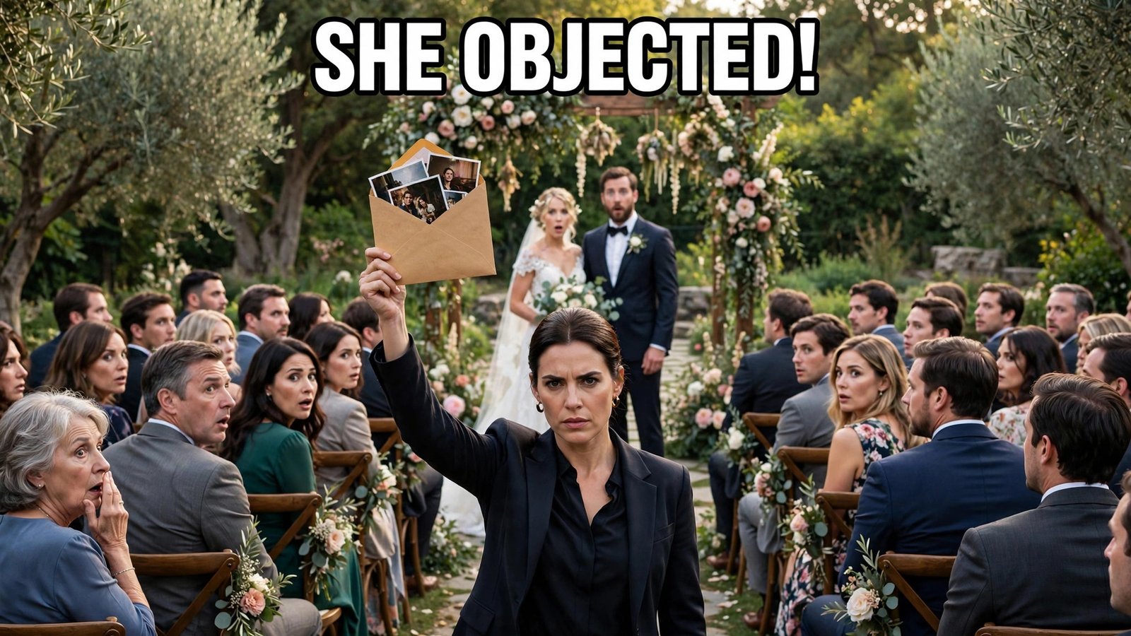 When the Officiant Asked “Does Anyone Object,” a Woman Stood Up Holding an Envelope of Photographs — But She Wasn’t Who Everyone Thought She Was, and Her Evidence Was About the Best Man