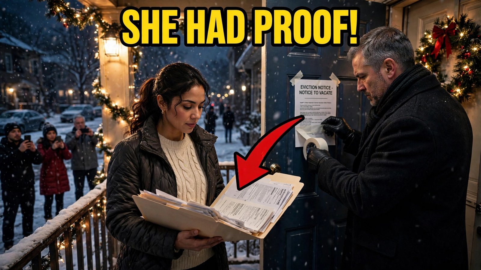A Landlord Slapped an Eviction Notice on a Single Mom’s Door on Christmas Eve — She Didn’t Cry, She Opened a Folder and Ended His Career